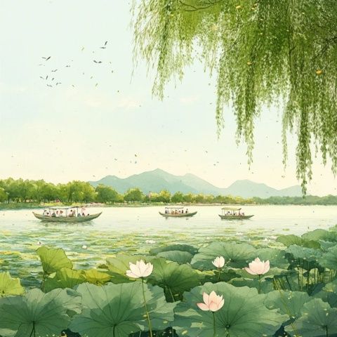 炎夏荷塘:綠葉紅花帶來清涼意趣