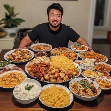 今兒個(gè)到爺爺奶奶家蹭飯，一進(jìn)家門(mén)，飯菜香就直往鼻子里鉆,瞅瞅這滿(mǎn)桌菜，太誘人啦！