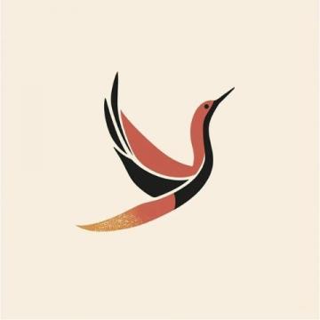 簡潔現代風格的Logo設計：飛翔雀鳥寓意美食探索精神