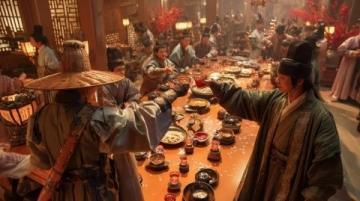 紅樓夢第四十一回:劉姥姥與林黛玉、司馬相如等人一同用餐時飲酒。