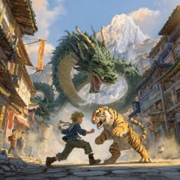 清朝姚墅鄉(xiāng)民在山上突遇老虎,虎一個劍步撲倒了他,利爪抓傷臉頰血流不止