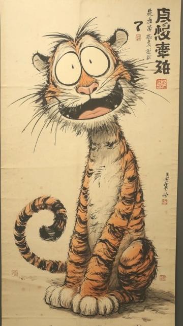 清朝姚墅鄉(xiāng)民在山上突遇老虎,虎一個劍步撲倒了他,利爪抓傷臉頰血流不止
