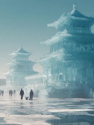 春雪裝點下的景州塔廣場