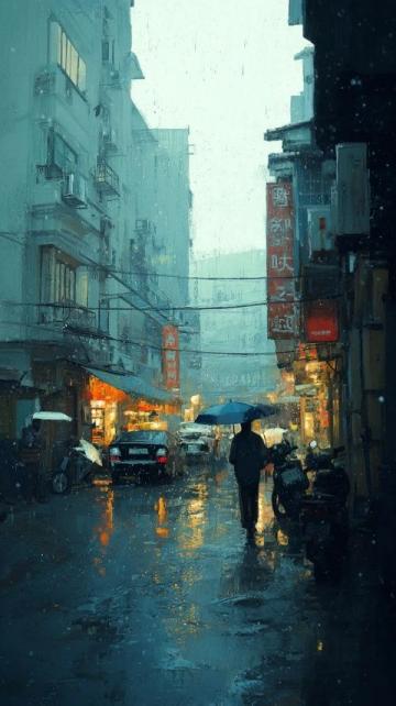 因為天氣不佳,我走得很慢。