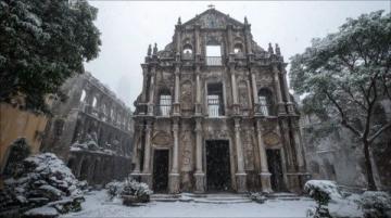 春雪裝點下的景州塔廣場