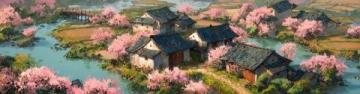 南京橋下長白島桃林春日盛景