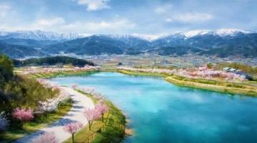南京橋下長白島桃林春日盛景
