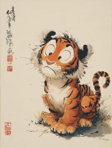 清朝姚墅鄉(xiāng)民在山上突遇老虎,虎一個劍步撲倒了他,利爪抓傷臉頰血流不止