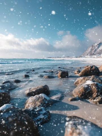 大理,雪花中的日光。