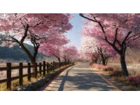 春風吹拂，杏花爛漫綻放